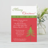 5 x 7 Pine Tree Red Robin Kerstparty uitnodiging (Staand voorkant)