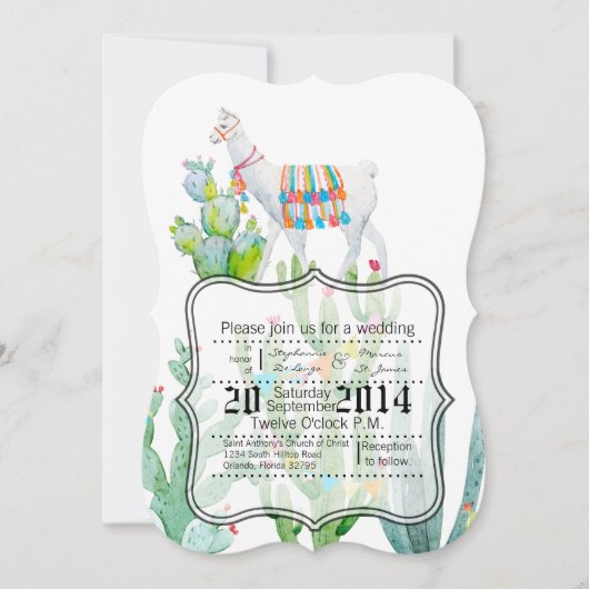 5 x 7 Plegdenweddenschap Boho Llama Bohemian C Kaart (Voorkant)