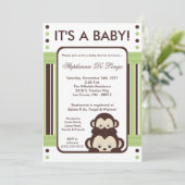 5 x 7 Pop Monkey Neutral Jung Baby shower Invitati Kaart (Staand voorkant)