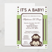 5 x 7 Pop Monkey Neutral Jung Baby shower Invitati Kaart (Voorkant / Achterkant)