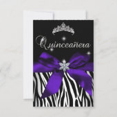 5 x 7 Quinceanera Paars Zebra Black White Kaart (Voorkant)