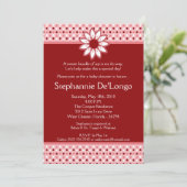 5 x 7 Red Polka Dot Flower Baby shower Invitation Kaart (Staand voorkant)