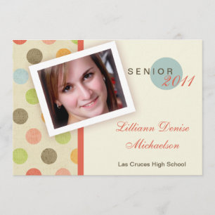 5 x 7 Retro Polka Dot Photo Senior Announge Aankondiging