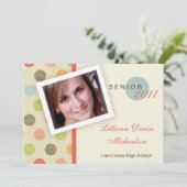 5 x 7 Retro Polka Dot Photo Senior Announge Aankondiging (Staand voorkant)