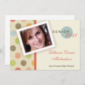 5 x 7 Retro Polka Dot Photo Senior Announge Aankondiging (Voorkant / Achterkant)