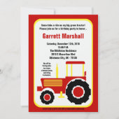 5 x 7 Rood gele Boerderij Tractor Birthday Uitnodi Kaart (Voorkant)