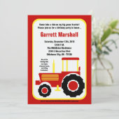 5 x 7 Rood gele Boerderij Tractor Birthday Uitnodi Kaart (Staand voorkant)