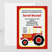 5 x 7 Rood gele Boerderij Tractor Birthday Uitnodi Kaart (Voorkant / Achterkant)