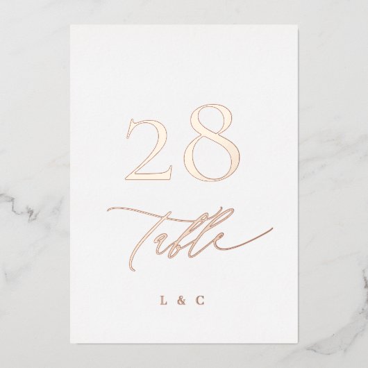 5 x 7 Roos Goud Zwart Formele Trouwtafel Nummer Folie Uitnodiging (Voorkant)