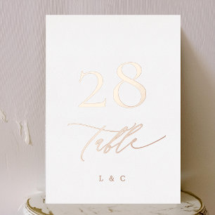 5 x 7 Roos Goud Zwart Formele Trouwtafel Nummer Folie Uitnodiging