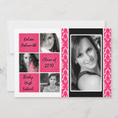 5 x 7 Roze Damask Foto Afstuderen Invitation Annou Kaart (Voorkant)