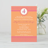 5 x 7 Roze en Oranje Polka Dot Birthday Uitnodigin Kaart (Staand voorkant)