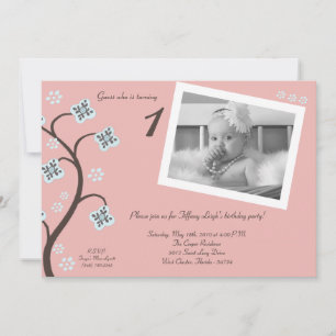 5 x 7 Roze Floral Foto Birthday Party Invitation Kaart