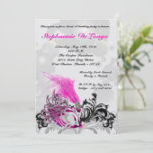 5 x 7 Roze Masquerade Sweet 16 Birthday Uitnodigin Kaart (Staand voorkant)