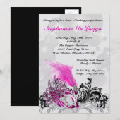 5 x 7 Roze Masquerade Sweet 16 Birthday Uitnodigin Kaart (Voorkant / Achterkant)