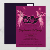 5 x 7 Roze Masquerade Sweet 16 Birthday Uitnodigin Kaart (Voorkant / Achterkant)