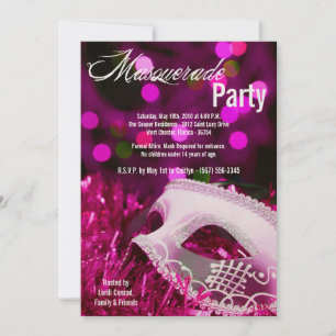 5 x 7 Roze Masquerade Sweet 16 Birthday Uitnodigin Kaart