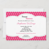 5 x 7 Roze pokadot Sweet 16 Aannodiging op zaterda Kaart (Voorkant)
