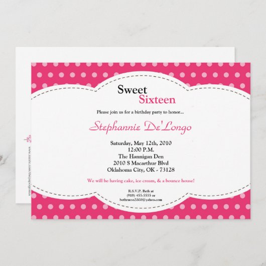 5 x 7 Roze pokadot Sweet 16 Aannodiging op zaterda Kaart (Voorkant / Achterkant)