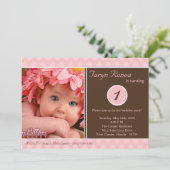 5 x 7 Roze polaire dot Foto van Birthday Party Inv Kaart (Staand voorkant)