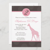 5 x 7 Roze polaire dot Giraffe Birthday Par Uitnod Kaart (Voorkant / Achterkant)