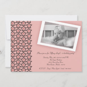 5 x 7 Roze Star Photo Birthday Party Invitation Kaart