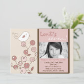 5 x 7 Roze vogelfoto Birthday Party Invitation Kaart (Staand voorkant)