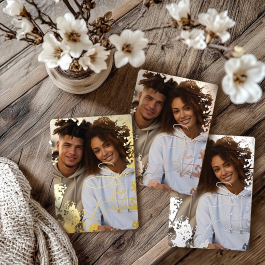 5" x 7" Rustic Real Gold Folie Save the Date Folie Feestdagenkaart