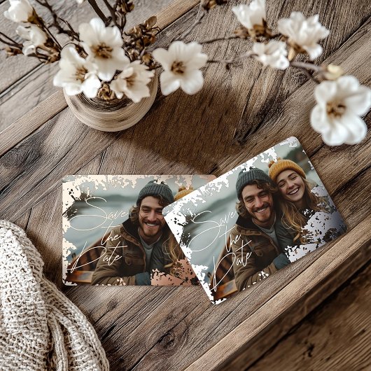 5 "x 7" Rustic Real Gold Folie Save the Date Kaart