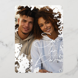 5" x 7" Rustieke Echt Zilveren Folie Save the Date Feestdagenkaart