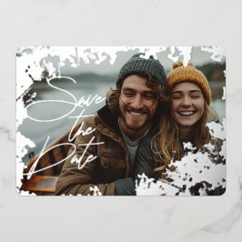 5" x 7" Rustieke Echt Zilveren Folie Save the Date Feestdagenkaart