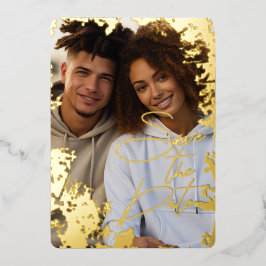5" x 7" Rustieke echte goud folie Save the Date Feestdagenkaart