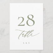 5 x 7 Sage Groen Wit Modern Bruiloft Tafelnummer (Voorkant)