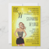 5 x 7 Sassy Blonde Quinceanera Birthday Uitnodigin Kaart (Voorkant)