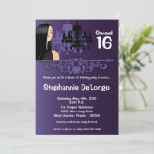 5 x 7 Sassy Girl Sweet 16 Birthday Invitation Kaart (Staand voorkant)