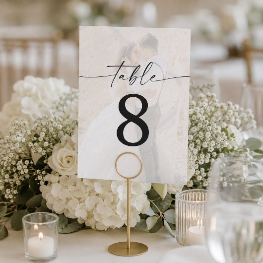 5 x 7 Script Modern Foto Huwelijks Tafel Nummers Kaart