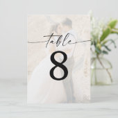 5 x 7 Script Modern Foto Huwelijks Tafel Nummers Kaart (Staand voorkant)