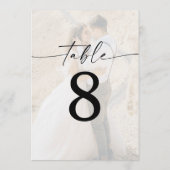 5 x 7 Script Modern Foto Huwelijks Tafel Nummers Kaart (Achterkant)