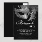 5 x 7 Silver Masquerade Sweet 16 Birthday Uitnodig Kaart (Voorkant / Achterkant)