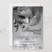5 x 7 Silver Masquerade Sweet 16 Birthday Uitnodig Kaart (Voorkant)