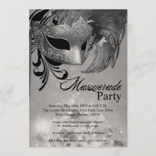 5 x 7 Silver Masquerade Sweet 16 Birthday Uitnodig Kaart