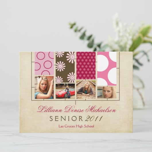 5 x 7 Stof Stalen Foto Senior Aankondiging (Staand voorkant)