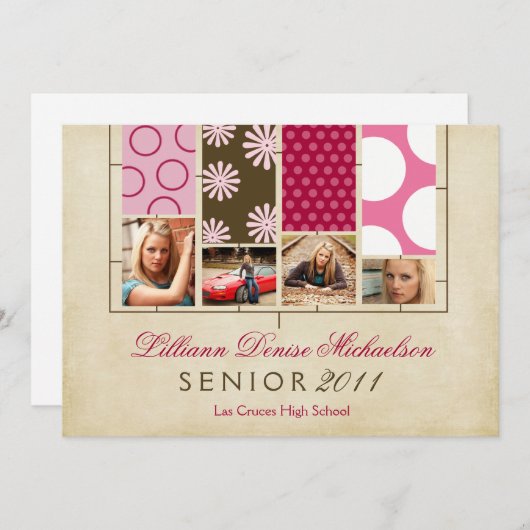 5 x 7 Stof Stalen Foto Senior Aankondiging (Voorkant / Achterkant)