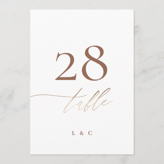 5 x 7 Terracotta Elegant Goud Trouwtafel Nummer (Achterkant)