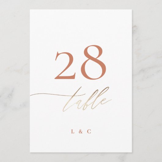 5 x 7 Terracotta Elegant Goud Trouwtafel Nummer (Voorkant)