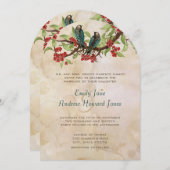 5 x 7 Tortelduifjes Tea Stain Wedding Invitae Kaart (Voorkant / Achterkant)