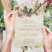 5 x 7 Tortelduifjes Tea Stain Wedding Invitae Kaart