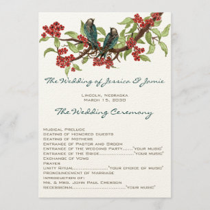 5 x 7  Tortelduifjes Tea Stain Wedding Programme Programmakaart
