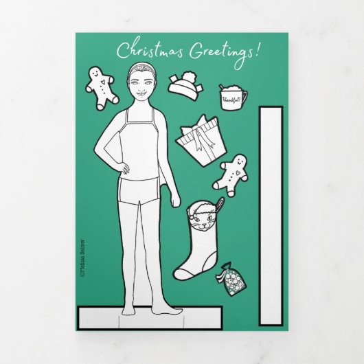 5 "x 7" Trifold Christmas Paper Doll Kaart #1 (Cover)