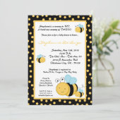 5 x 7 TRIPLETHoney Bumble Bee Baby shower Invitati Kaart (Staand voorkant)